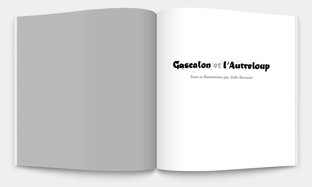 Aperçu de la double page présentant le titre du livre Gascalon et l'Autreloup