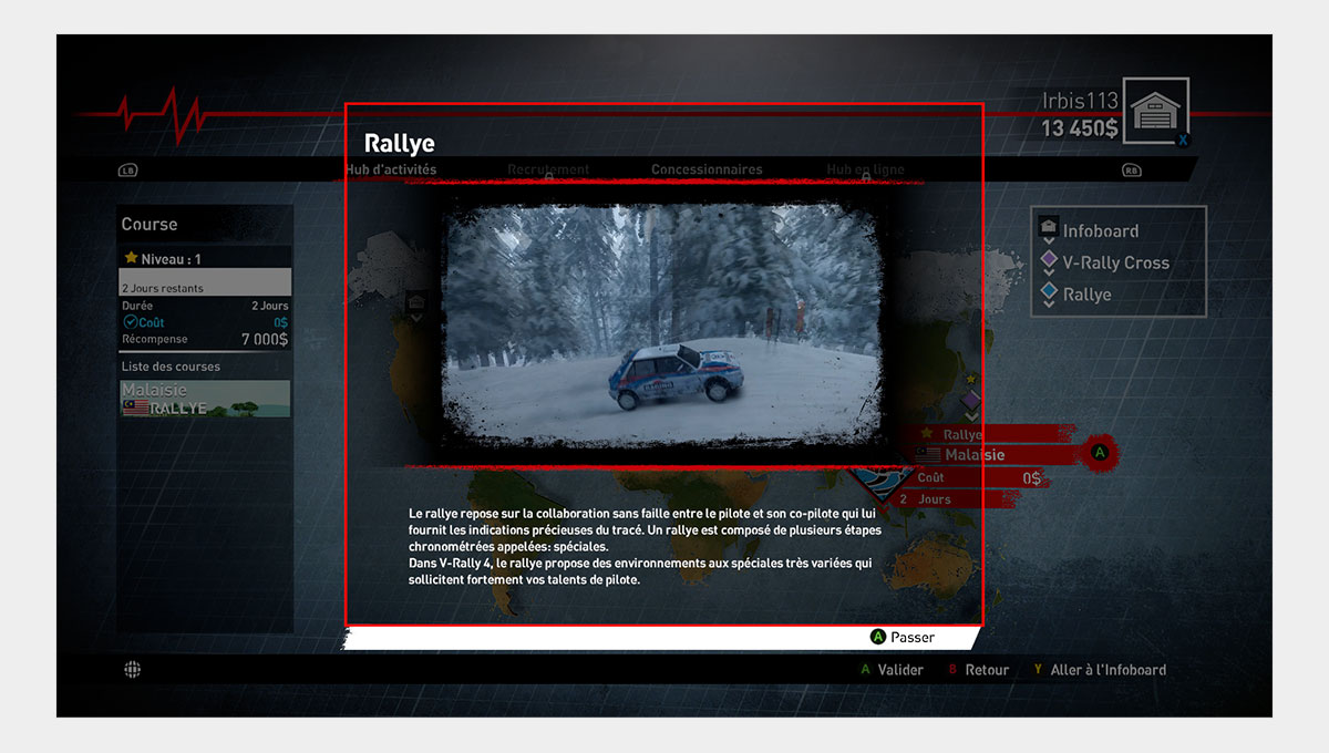 Capture d'écran de la popup contenant le tutoriel vidéo présentant au joueur les courses de (...)